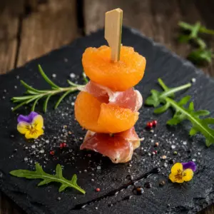 brochette de melon et jambon cru