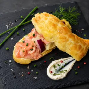 éclair de saumon fumé et pomme granny